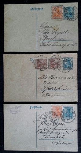 3 Antiguos Enteros Postales Alemania Circulados Años 1921 0