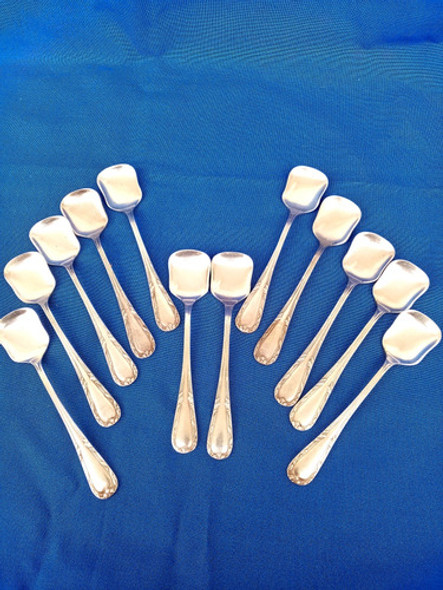 Antiguo Juego 12 Cucharas Cucharitas Helado Meneses Plata 0