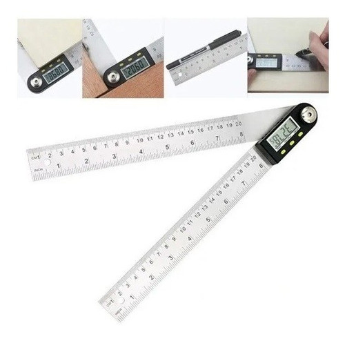 Goniômetro Ferramenta Medição De Ângulos Digital Inox 200mm 1