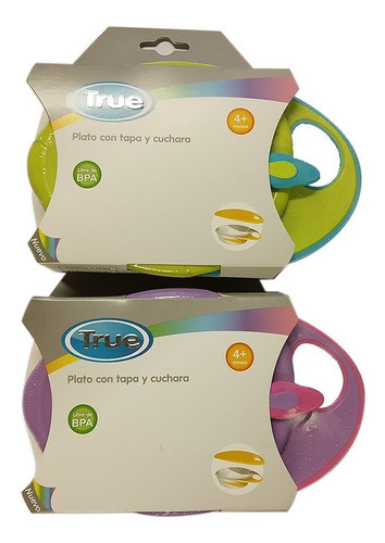 Plato Con Tapa Y Cuchara Para Bebes Y Niños True Tr11023 0