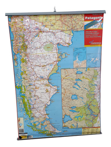 Mapa Patagonia 80x60cm Para Colgar - Laminado Y Varillado 0