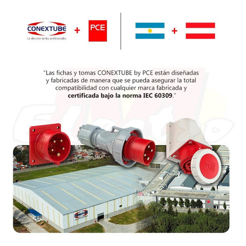 Ficha Embutir 2p 32a + T Ip67 Conextube Pce Electro Medina 1