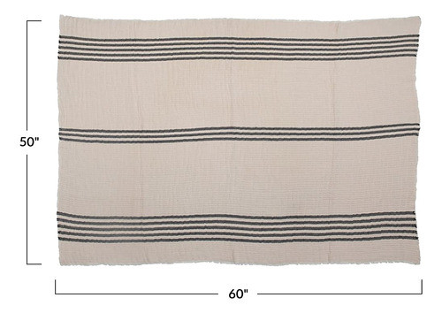 Creative Co-op Coastal Black And White Stripe Tejed Cotton D 1