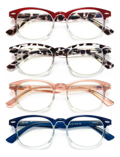Eyeurl Paquete De 4 Lentes De Lectura Redondos Con Bloqueo D 0