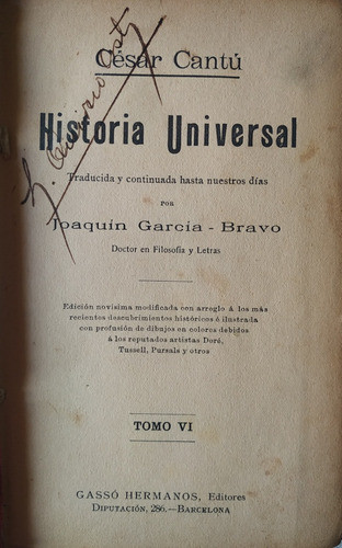 Historia Universal. Tomo Vi. César Cantú 1