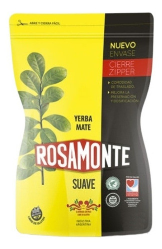 Yerba Mate Rosamonte Suave Cierre Zipper De 500g Pack 3u 0