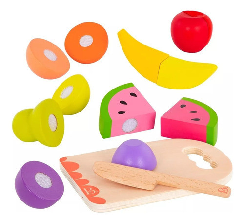 Juego Comida Frutas Madera Con Velcro Abrojo Battat Bx1970z 0