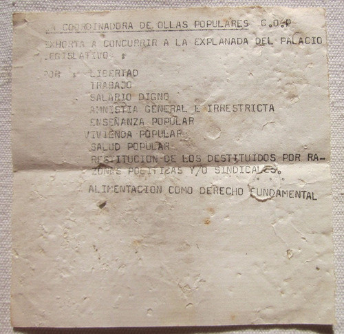 Antiguo Folleto Politico Coordinadora De Ollas Populares Cop 0