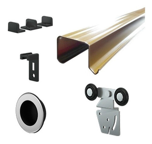 Kit Puertas Corredizas Colgante Doble 3 Mts Hierro Pintado 0