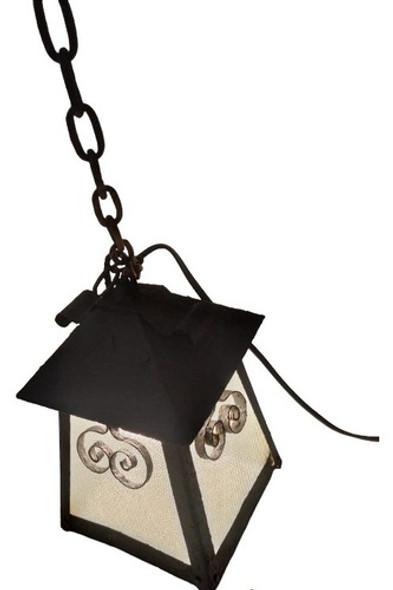 Farol De Chapa Y Vidrio Con Instalacion, Y Cadena 0 Farol De Chapa Y Vidrio Con Instalacion, Y Cadena 0