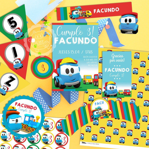 Kit Imprimible Leo El Camión Textos Editables  3c 0
