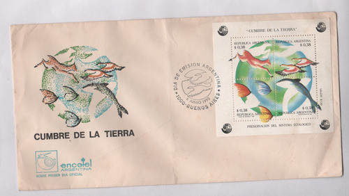 Sobre - 1ª  Dia De Emision - Cumbre De La Tierra - Año 1992 0
