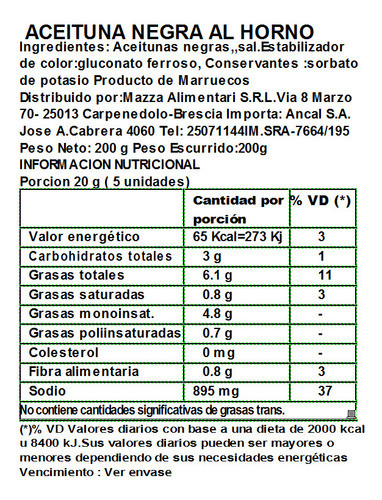 Aceitunas Negras Al Horno Mazza 200 Grs. 1