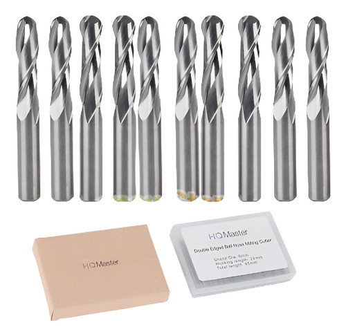 10 Piezas Doble Filo Bola Nariz Fresado Corte Cuchilla De Ac 0