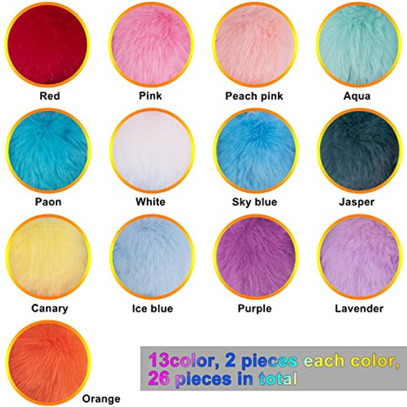 Pompones De Piel De Conejo Sintetica 8cm 26u 13tonos Rainbow 1