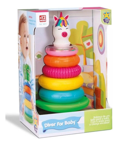 Brinquedo Piramide De Argolas Montar E Encaixa Unicornio 0