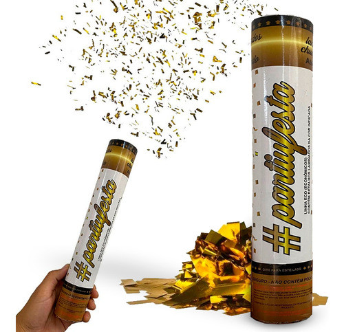 Kit 5 Lança Confete Dourado 30 Cm - Partiu Festas 1