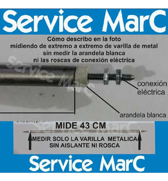 Resistencia Vela Varilla Horno Electrico 43cm Factura A O B 1