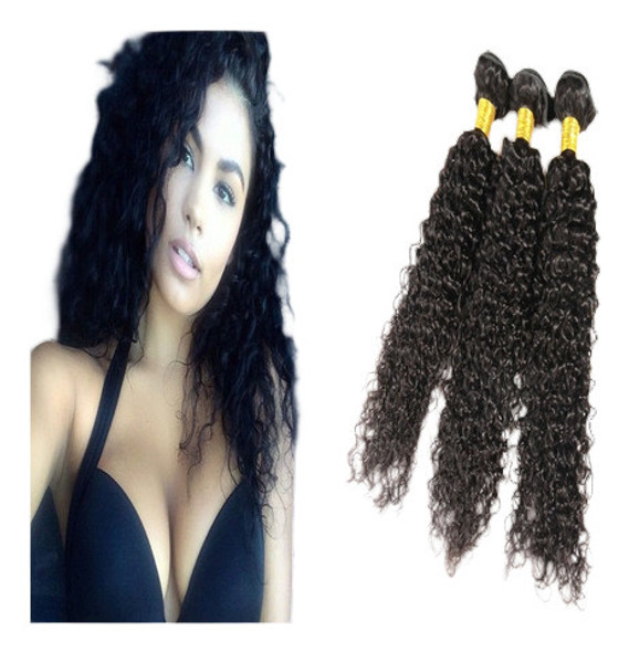 7a Peruana Pelo Rizado Rizado Pelo Humano Virginal Tramas Ex 1