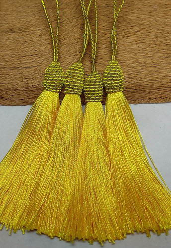 Pingente Franja Tassel Com Tulipa Kit Com 12 Un Amarelo 1