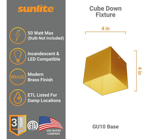 Sunlite 90164 4 Pulgadas Moderno Cubo Techo De Foco, Acabado 1
