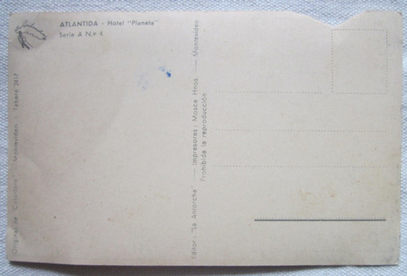 Antigua Postal Atlantida Uruguay Hotel Planeta 1