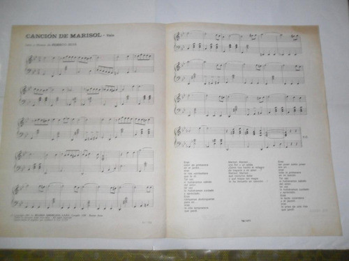 Cancion De Marisol Federico Silva Vals Ricordi 1