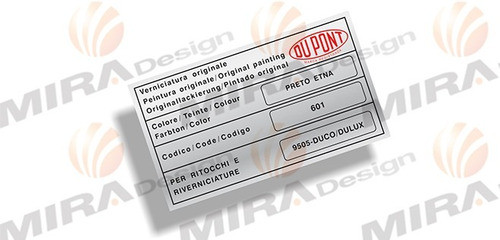 Adesivo Etiqueta Código Cor Preto Etna Fiat Dupont 0