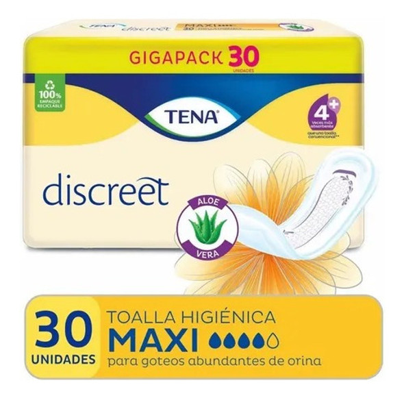 Tena® Maxi Discreet  4 X 30 Goteo Abundante Apta Postparto/ 1