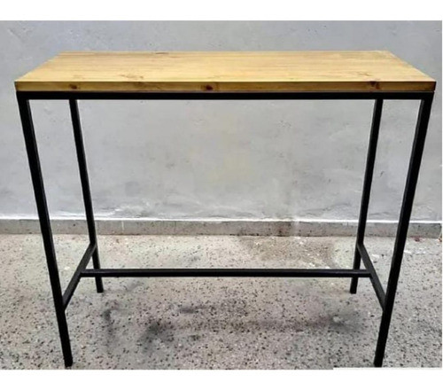 Barra Alta Desayunador Industrial Escandinava Hierro Madera 1