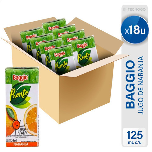 Jugo Baggio Pronto Naranja Libre De Gluten Sin Tacc Caja X18 0