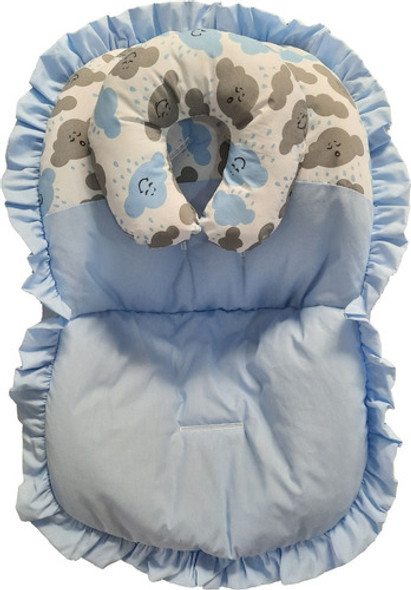 Capa Para Bebê Conforto + Apoio De Pescoço Nuvem Azul Menino 0 Capa Para Bebê Conforto + Apoio De Pescoço Nuvem Azul Menino 0