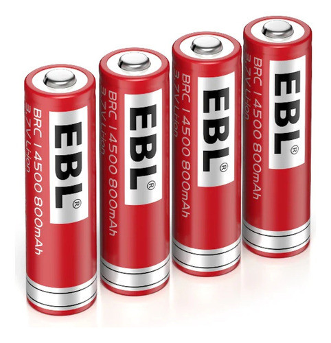 Combo Ebl 4 Pilas 14500 Litio 3,7v 800mah Con Cargador 1