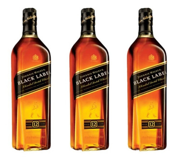 Whisky Johnnie Walker Black Label Botella 1 L Pack X 3 0