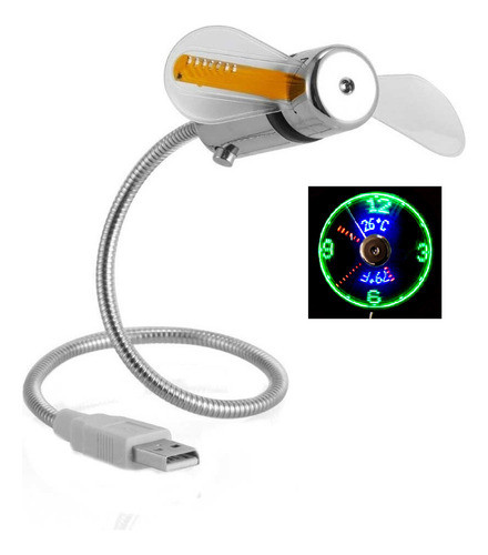 D Ventilador Led Usb Flexível, Luz Led De Relógio Digital 0