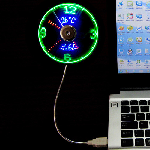 D Ventilador Led Usb Flexível, Luz Led De Relógio Digital 1