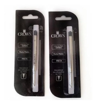 Carga Refil Esfero Crown Preta Tipo Parker 14007p 2 Unidades 1