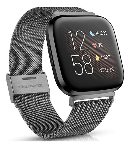 Maledan Correa Acero P/ Fitbit Versa , Versa 2, Space Gray 0