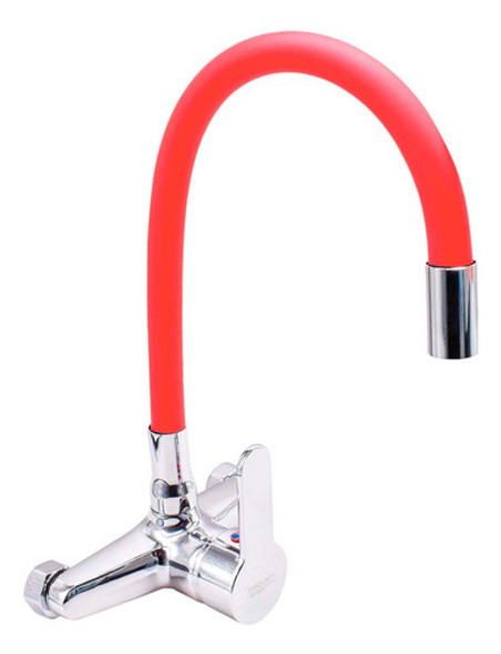 Griferia Canilla Monocomando 20cm Flexible Color Plata Rojo 0 Griferia Canilla Monocomando 20cm Flexible Color Plata Rojo 0