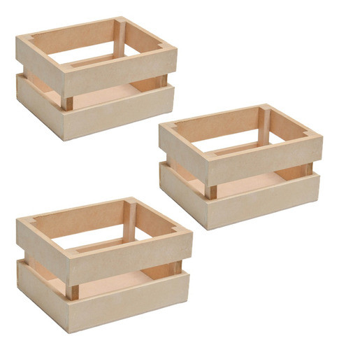 Set X3 Cajon Canasto Verdulero Madera Pintar 40x30x20cm 0