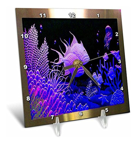 Pescado De Neon De La Rosa 3d En Un Marco Del Metal Del Acu 0