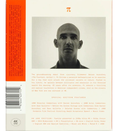 4k Ultra Hd Blu-ray Pi / De Darren Aronofsky 1