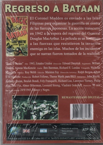 Regreso A Bataan - Dvd Nuevo Original Cerrado - Mcbmi 1