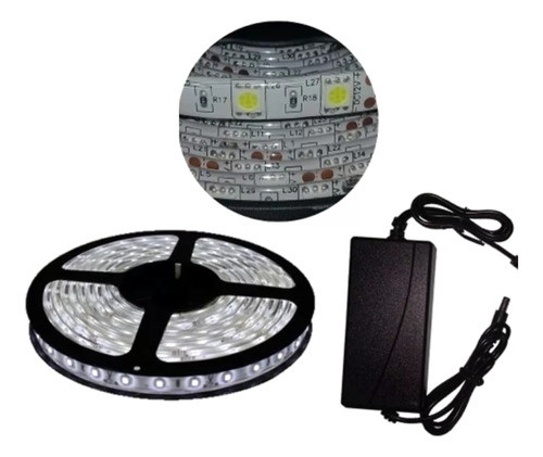 Tira Led 5 M Completa Exterior Inter Blanco Frio + Fuente $ 0