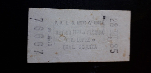 Boleto Ferrocarril Mitre Capicua A Estación Gral. Urquiza 0
