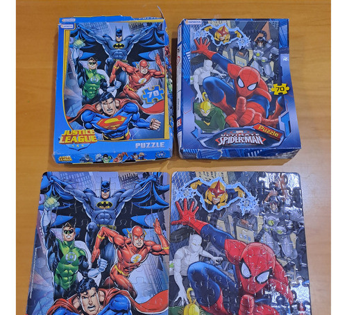 2 Rompecabezas 70 Piezas Tapimovil Spiderman Marvel C Cajas 0