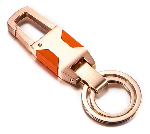 Mosquetón Gancho Doble Anillo Llavero Metal Marrón 0