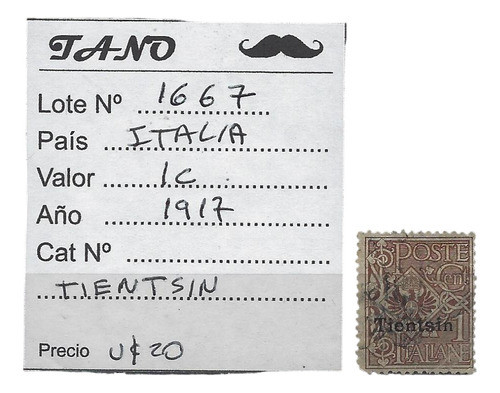Lote1667 Italia 1 Cent 1917 Of. Extranj. Tientsin 0
