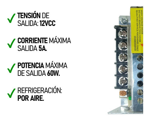 Transformador Fuente Alimentación 12v 5a 60watts Cintas Led 1