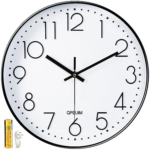 Reloj De Pared 30 Cm Fondo Blanco Sencillo Elegante 0